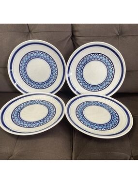 4 Vintage MCM Taylor Smith & Taylor Ironstone NORDIC Dinner Plates - MADE IN USA